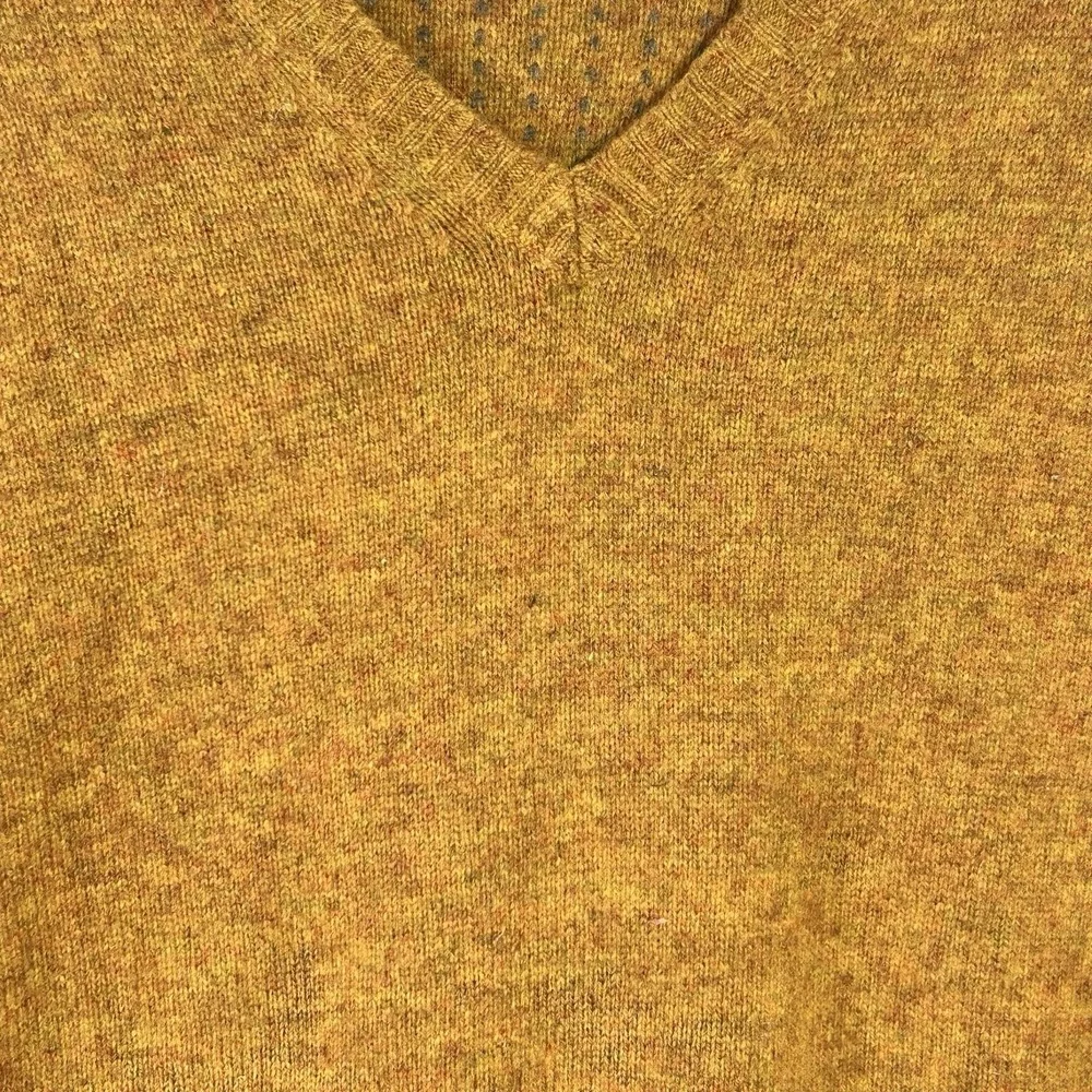 Black Brown 1826 Men's Sweater Lambswool V Neck Ochre Size XL Pullover